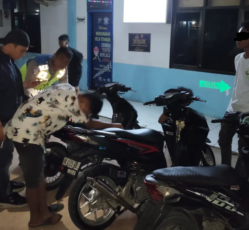 Polisi Amankan 9 Sepeda Motor Knalpot Brong di Siantar saat Patroli Malam