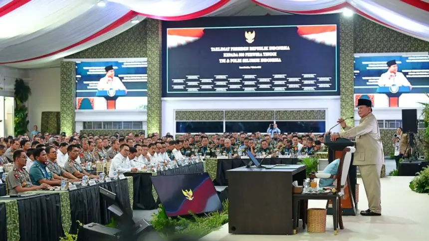 Presiden Prabowo Sampaikan Taklimat kepada 800 Perwira Tinggi TNI-Polri