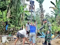 Program TMMD Bangun Sumut Bor di Dusun II Silou Raya