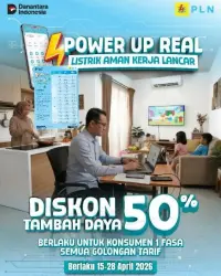 Listrik Aman Kerja Lancar,  PT PLN Diskon 50% Biaya Tambah Daya