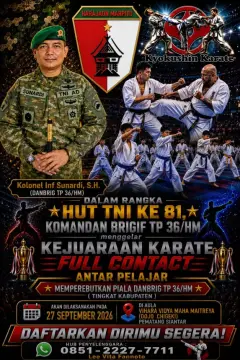 Merayakan HUT TNI ke-81, Brigif TP 36/HM Megelar Kejuaraan Karate Tingkat Kabupaten Simalungun